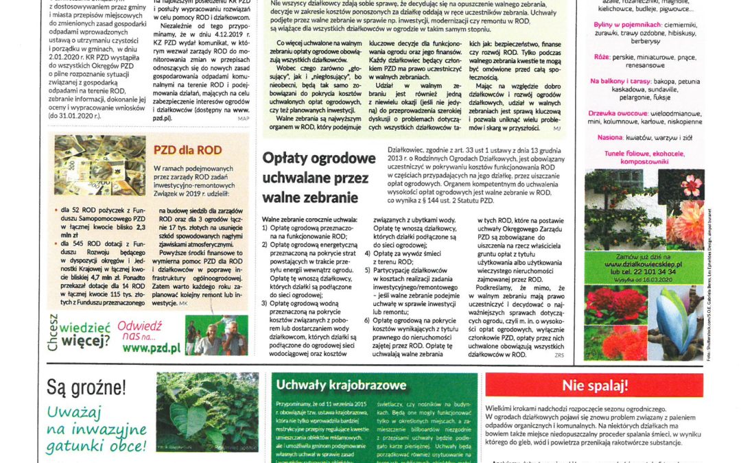 Informator działkowca marzec 2020