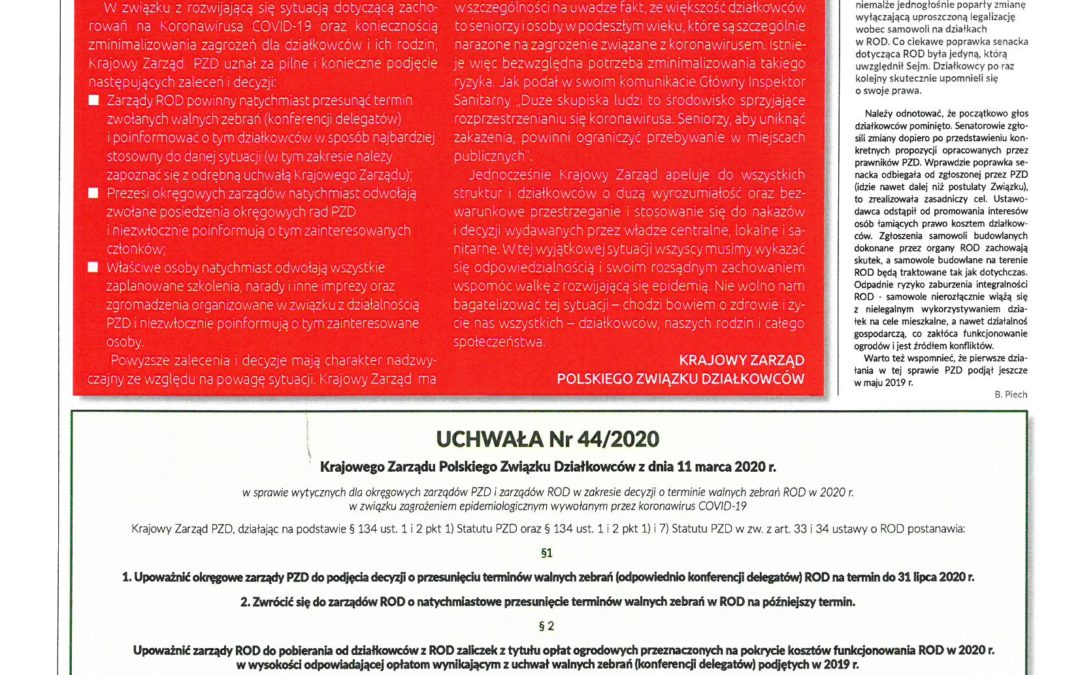 Informator działkowca kwiecień 2020