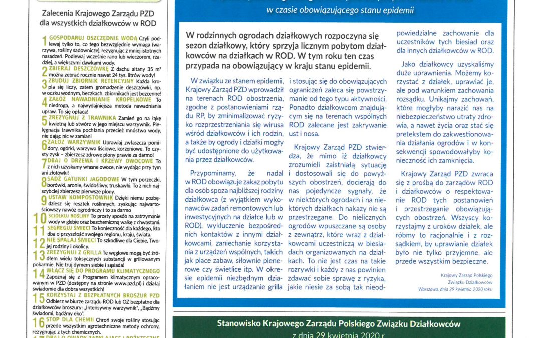 Informator działkowca czerwiec 2020