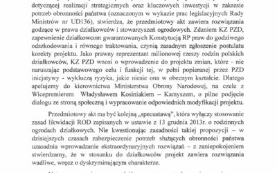 Projekt specustawy MON – PZD apeluje o korektę